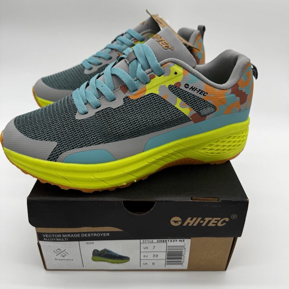 Hi-Tec Vector Mirage Destroyer Kids 7Y Alloy Multi Camo Running Shoes New Box